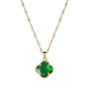 18K Gold Plated Stainless Steel "Four Leaf Clover" Necklace Hypoallergenic